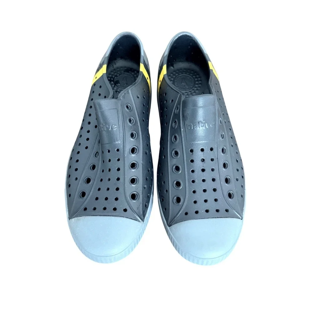 Native Jefferson Grey Black Yellow Stripe Slip On Sneakers‎ Mens 6 Women 8